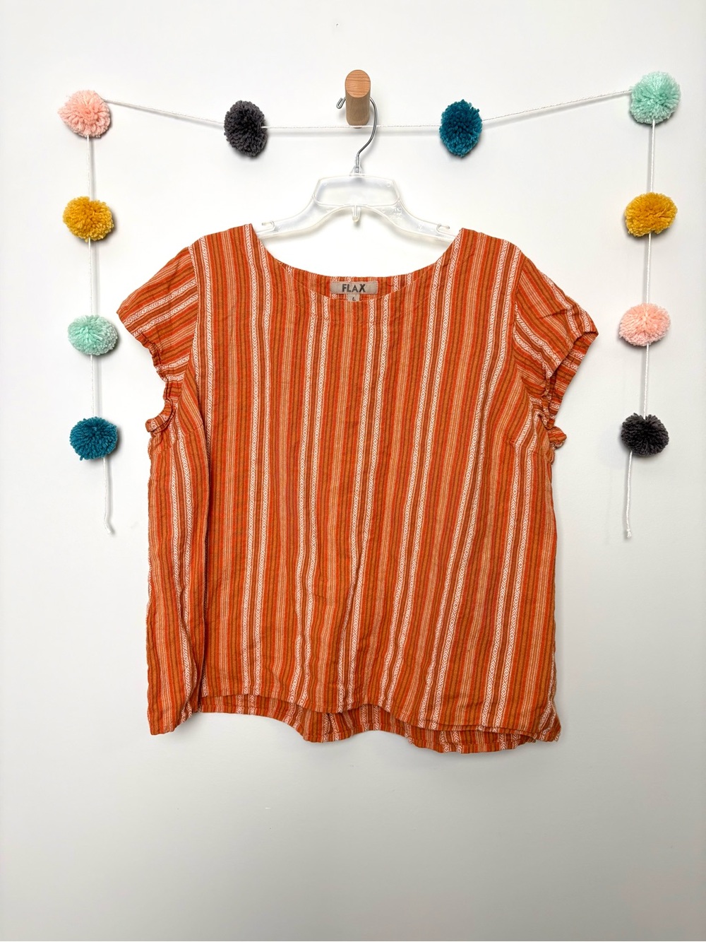 Flax Tuck Back Orange Striped Linen